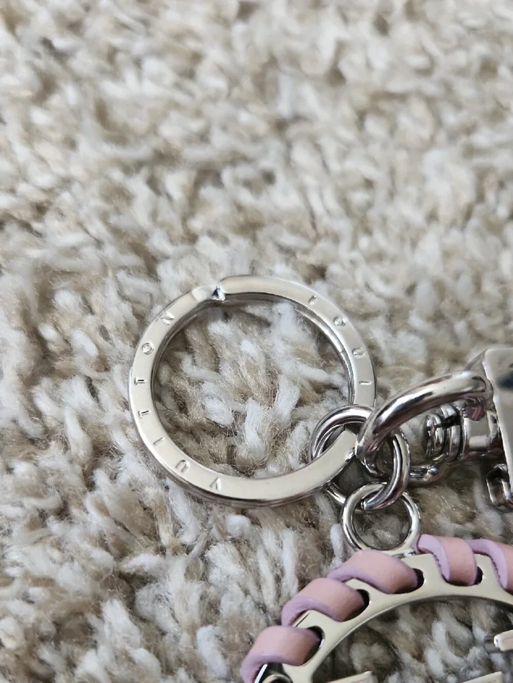 Louis Vuitton Pink Leather Monogram Ring Key Holder with Silver Hardware